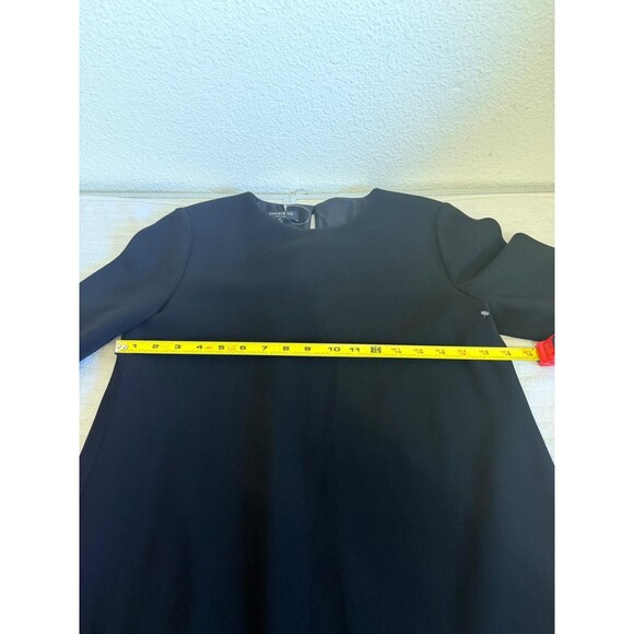 Lafayette 148 New York Pleated A-Line Black MIDI Dress Size M Classic Minimalist - Picture 12 of 16